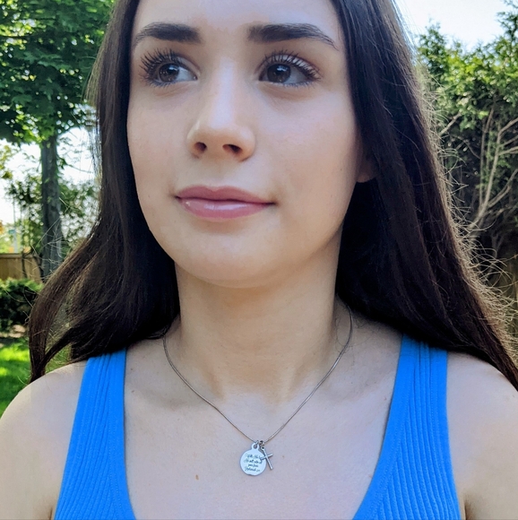 Christian Bible Verse Scripture Cross Necklace - Picture 3 of 6